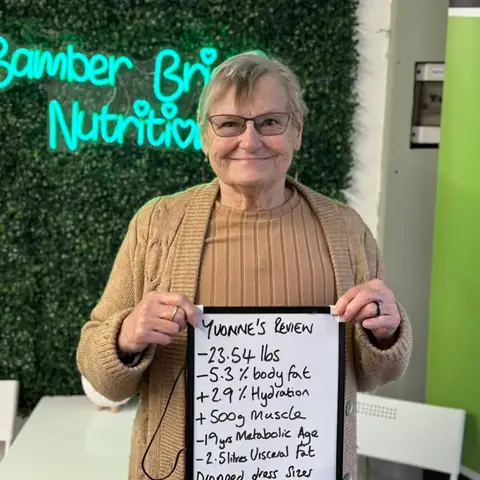 A Bamber Bridge Nutrition club member with her assessment board